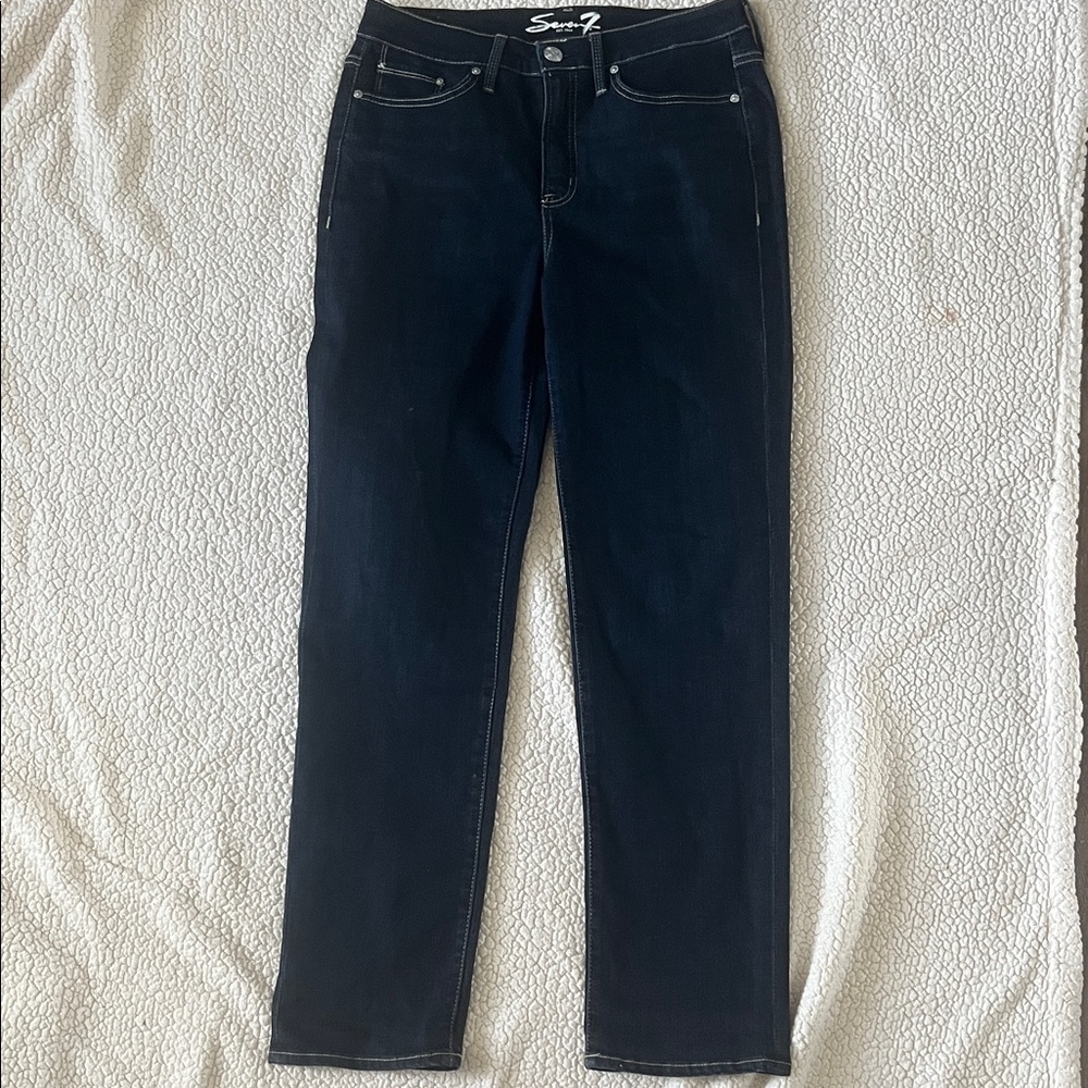 Seven7 Women's Dark Blue Straight Leg Jeans